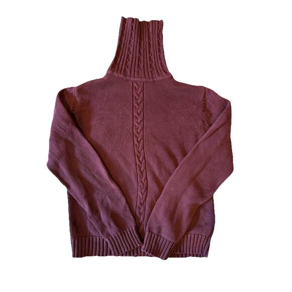 Vintage Bill Blass Jeans Maroon Cable Knit Mock Neck Sweater Women’s Small 80s - Picture 1 of 5